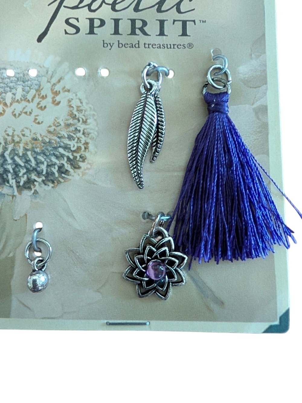 Purple Tassel & Silver Charm Set